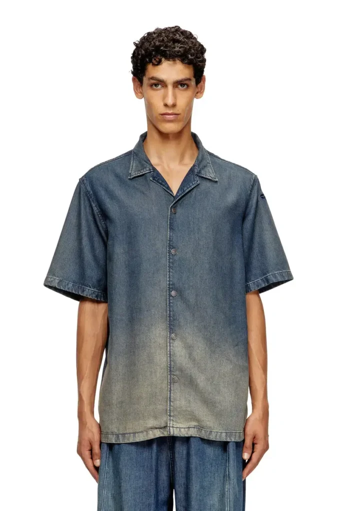 d-nabil-s3 Cămașă de bowling din denim fluid cu gradient d-nabil-s3 Cămașă de bowling din denim fluid cu gradient