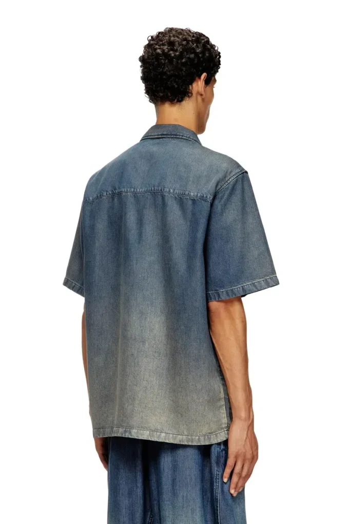 d-nabil-s3 Cămașă de bowling din denim fluid cu gradient d-nabil-s3 Cămașă de bowling din denim fluid cu gradient