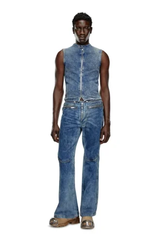 d-nata-fse Top din denim fără mâneci, cu detalii biker