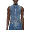 d-nata-fse Top din denim fără mâneci, cu detalii biker d-nata-fse Top din denim fără mâneci, cu detalii biker
