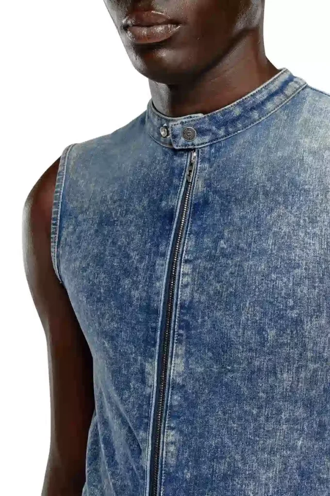 d-nata-fse Top din denim fără mâneci, cu detalii biker d-nata-fse Top din denim fără mâneci, cu detalii biker