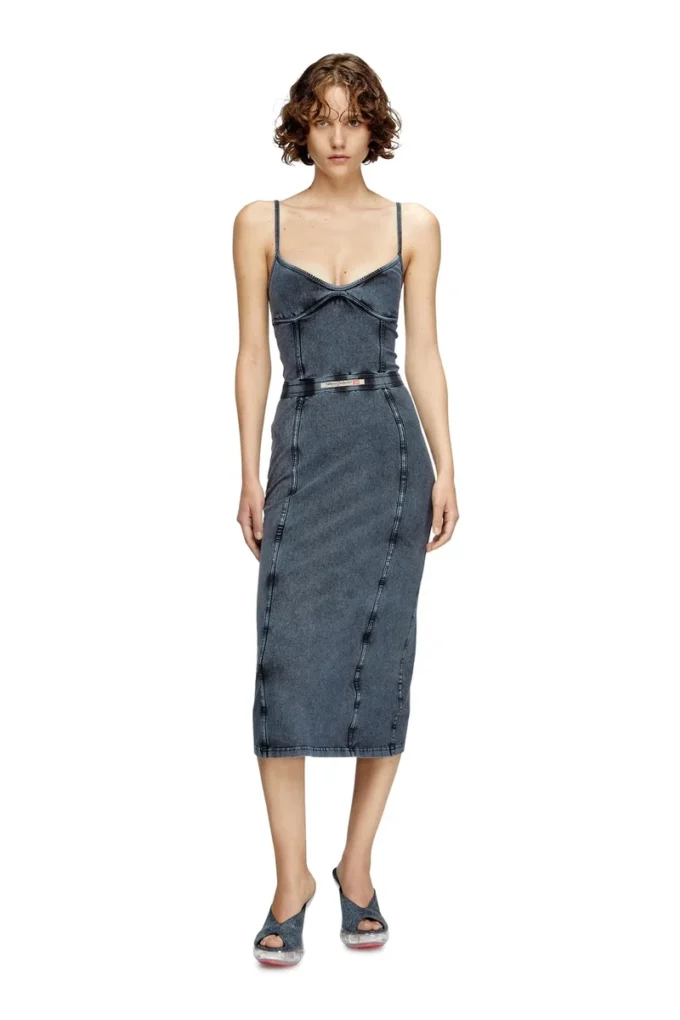 d-ony Rochie midi din jersey cu aspect denim d-ony Rochie midi din jersey cu aspect denim