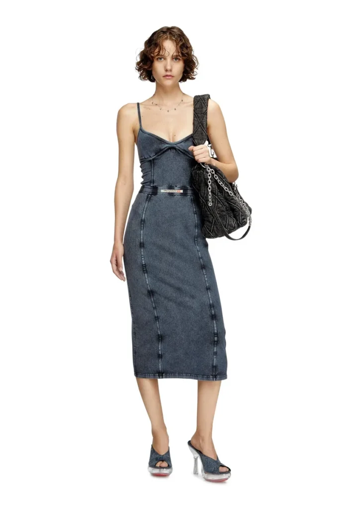 d-ony Rochie midi din jersey cu aspect denim d-ony Rochie midi din jersey cu aspect denim