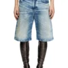d-rixford-s Pantaloni scurți din denim cu imprimeu cu versuri d-rixford-s Pantaloni scurți din denim cu imprimeu cu versuri