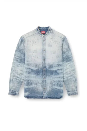 d-simp-fsh Cămașă din denim cu aspect uzat, model fagure