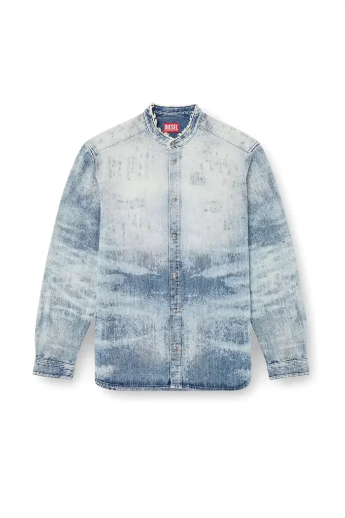 d-simp-fsh Cămașă din denim cu aspect uzat, model fagure d-simp-fsh Cămașă din denim cu aspect uzat, model fagure