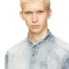 d-simp-fsh Cămașă din denim cu aspect uzat, model fagure d-simp-fsh Cămașă din denim cu aspect uzat, model fagure