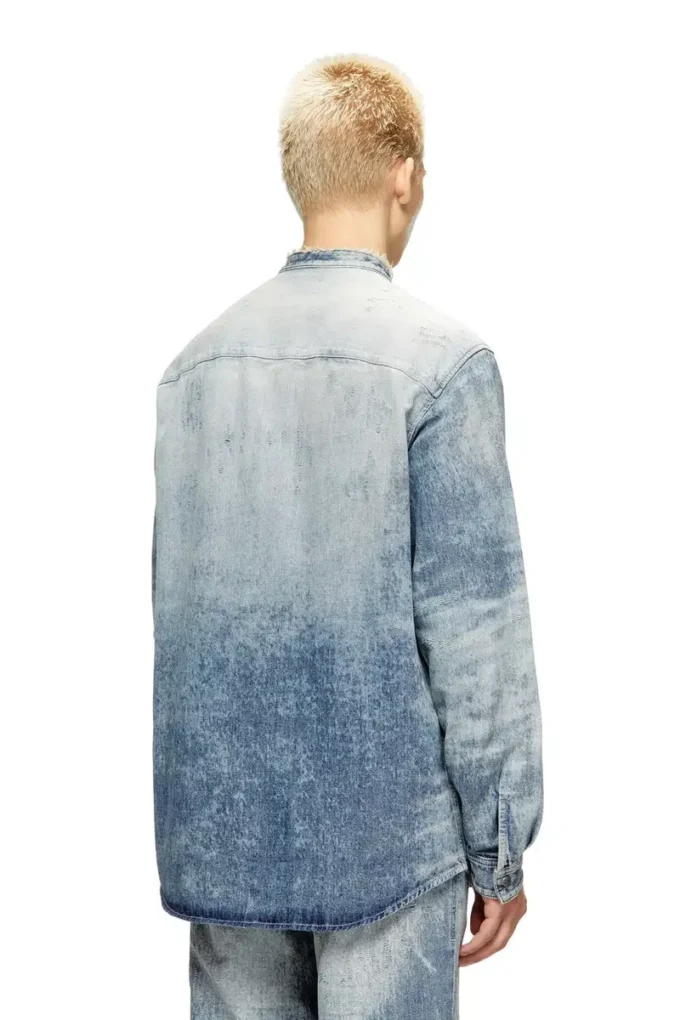 d-simp-fsh Cămașă din denim cu aspect uzat, model fagure d-simp-fsh Cămașă din denim cu aspect uzat, model fagure