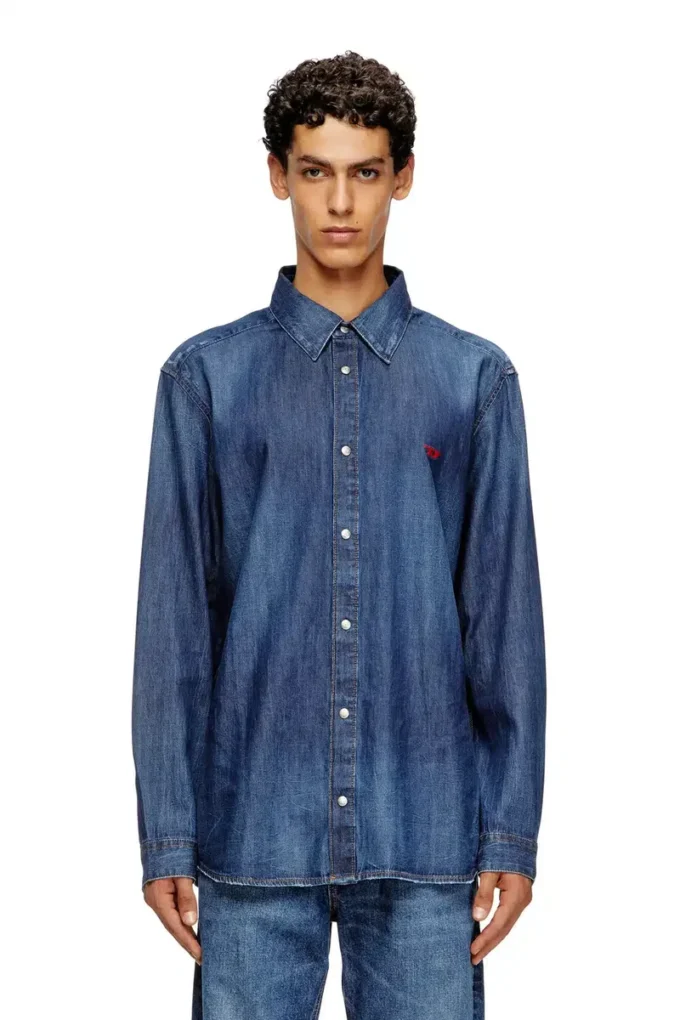 d-simply Cămașă din denim cu logo brodat d-simply Cămașă din denim cu logo brodat