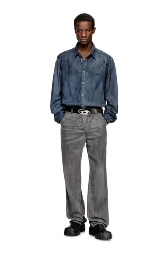 d-simply-s13 Cămașă din denim fluid Prince of Wales