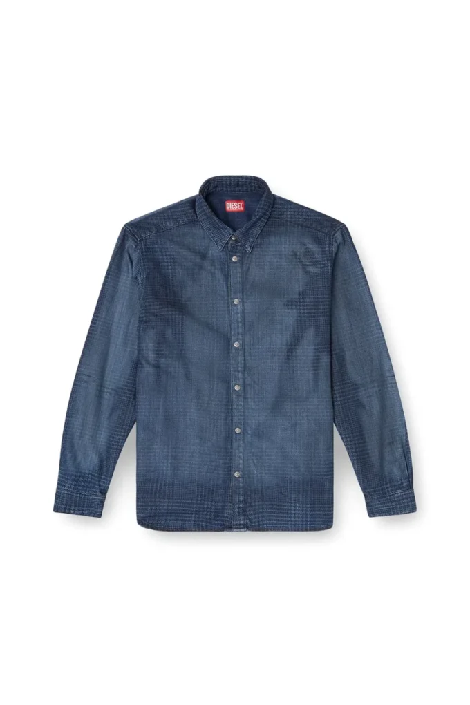 d-simply-s13 Cămașă din denim fluid Prince of Wales