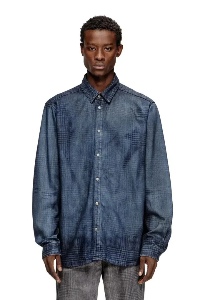 d-simply-s13 Cămașă din denim fluid Prince of Wales