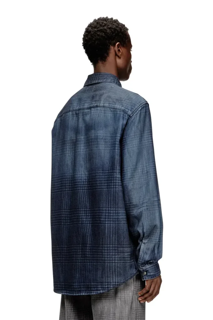 d-simply-s13 Cămașă din denim fluid Prince of Wales