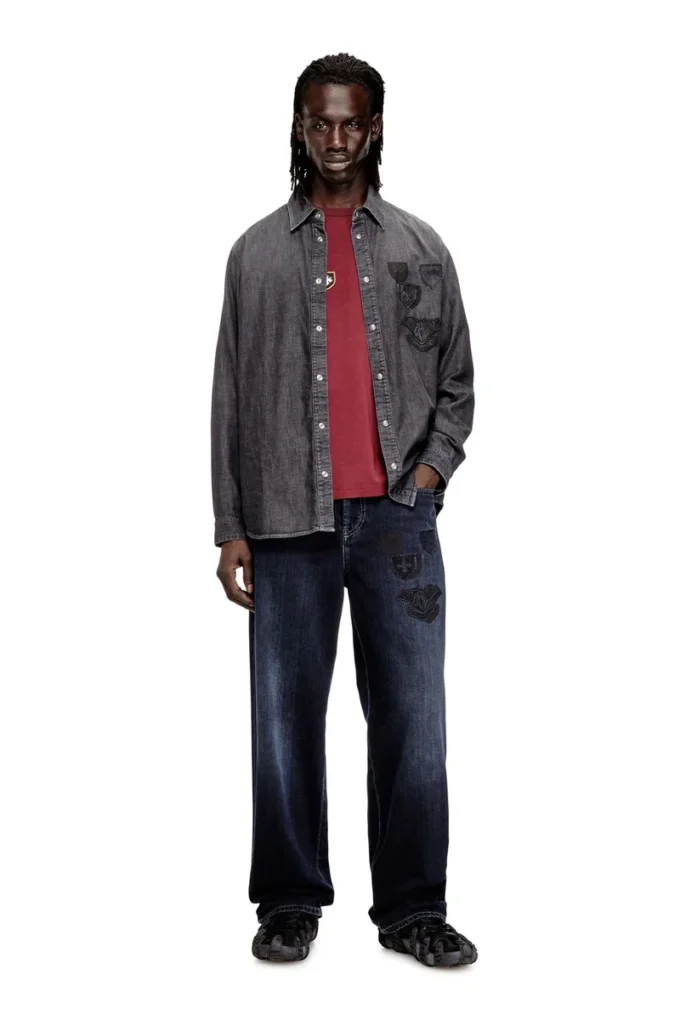 d-simply-s15 Cămașă din denim cu emblemă brodată