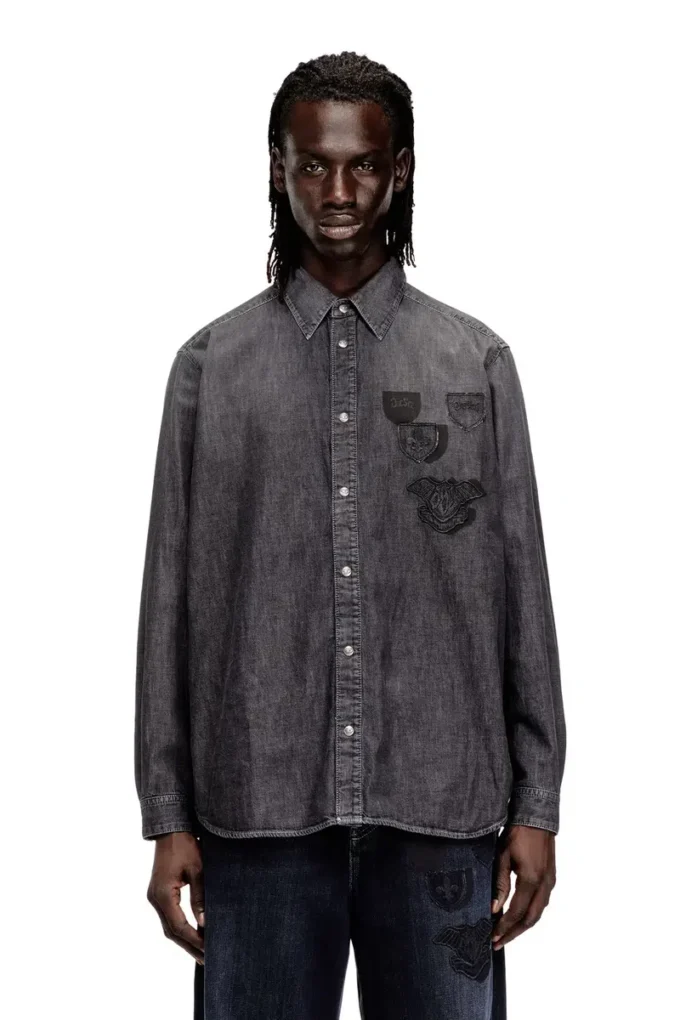 d-simply-s15 Cămașă din denim cu emblemă brodată