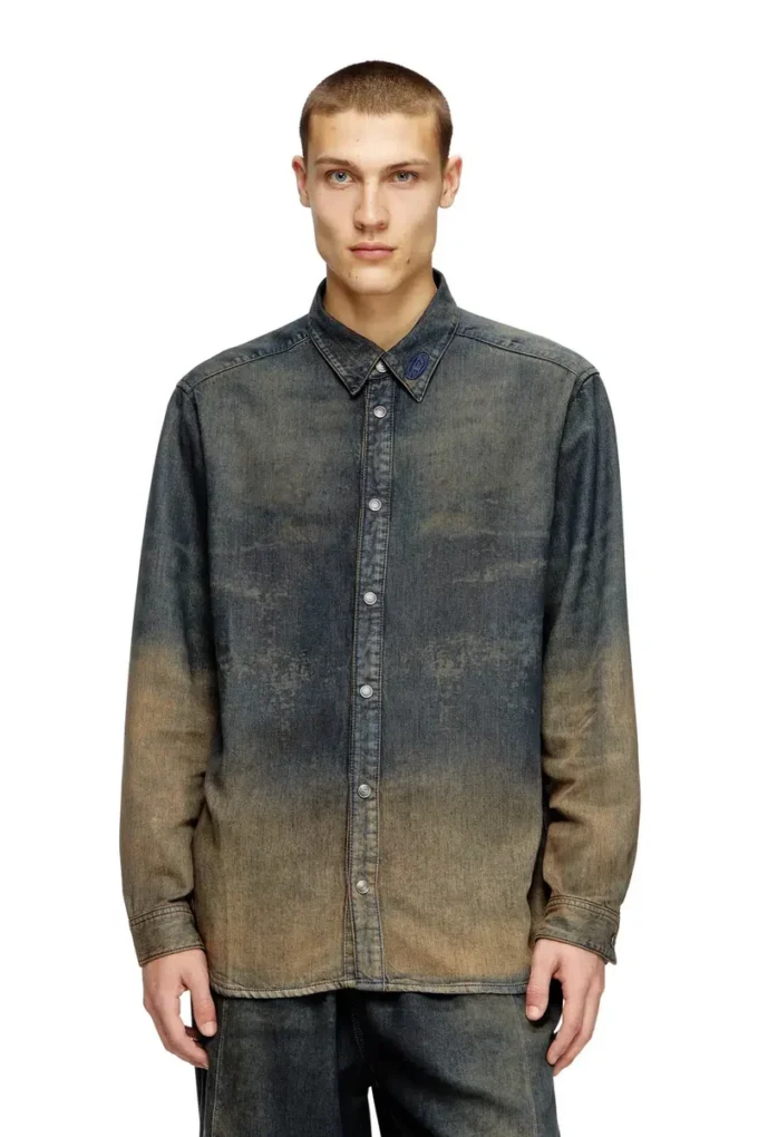 d-simply-s8 Cămașă din denim fluid, în nuanțe degradate