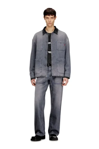 d-stack-u-l Jachetă din denim în stil utilitar, cu guler contrastant