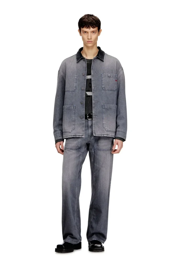 d-stack-u-l Jachetă din denim în stil utilitar, cu guler contrastant d-stack-u-l Jachetă din denim în stil utilitar, cu guler contrastant