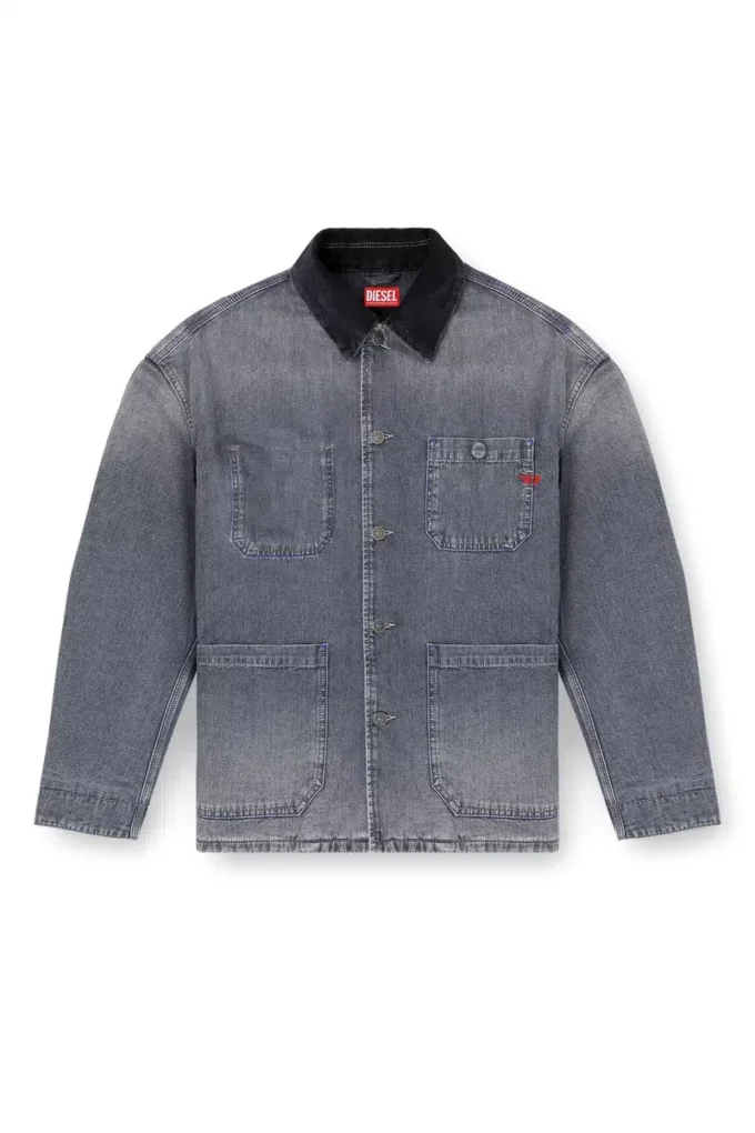 d-stack-u-l Jachetă din denim în stil utilitar, cu guler contrastant d-stack-u-l Jachetă din denim în stil utilitar, cu guler contrastant