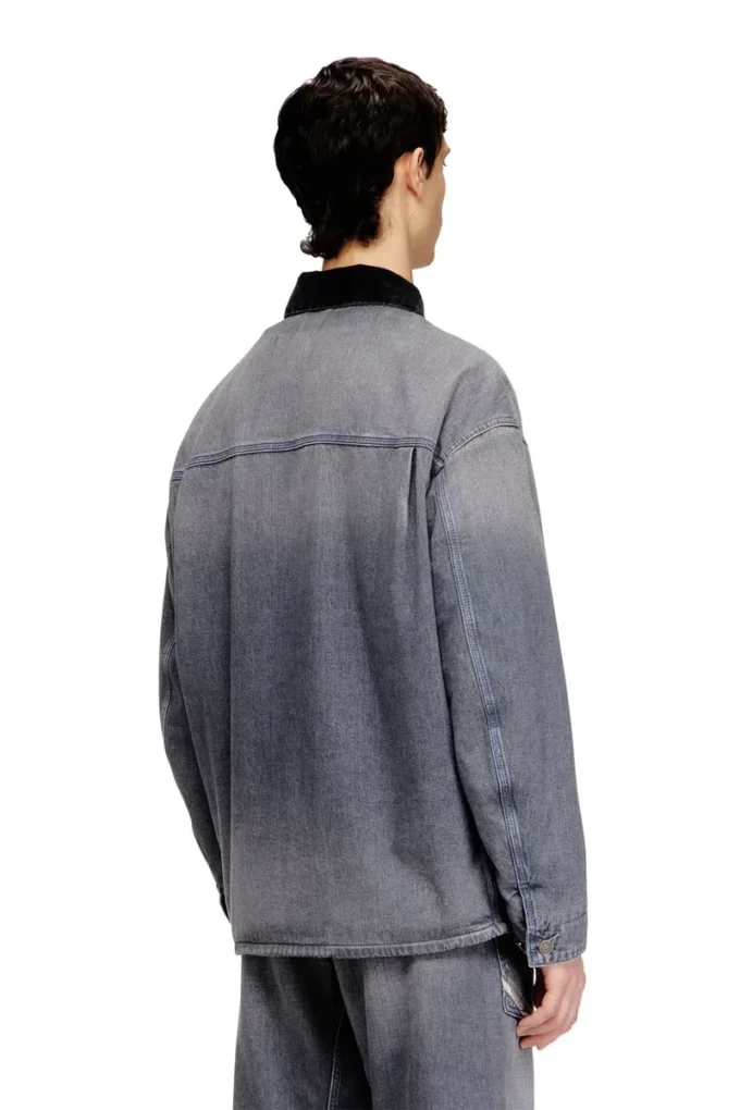d-stack-u-l Jachetă din denim în stil utilitar, cu guler contrastant d-stack-u-l Jachetă din denim în stil utilitar, cu guler contrastant