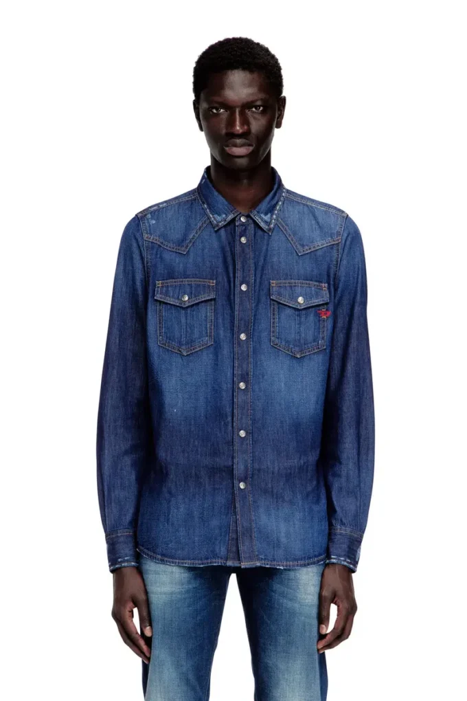 d-vega Cămașă din denim cu buzunare aplicate