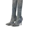 d-venus kb d D-Venus – Cizme din denim cu placă cu logo