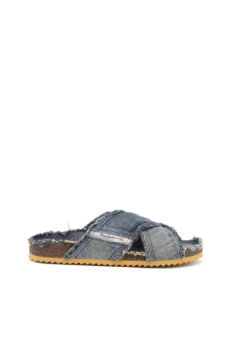 d-woodstock cross Papuci D-Woodstock-Crossover din denim franjurat