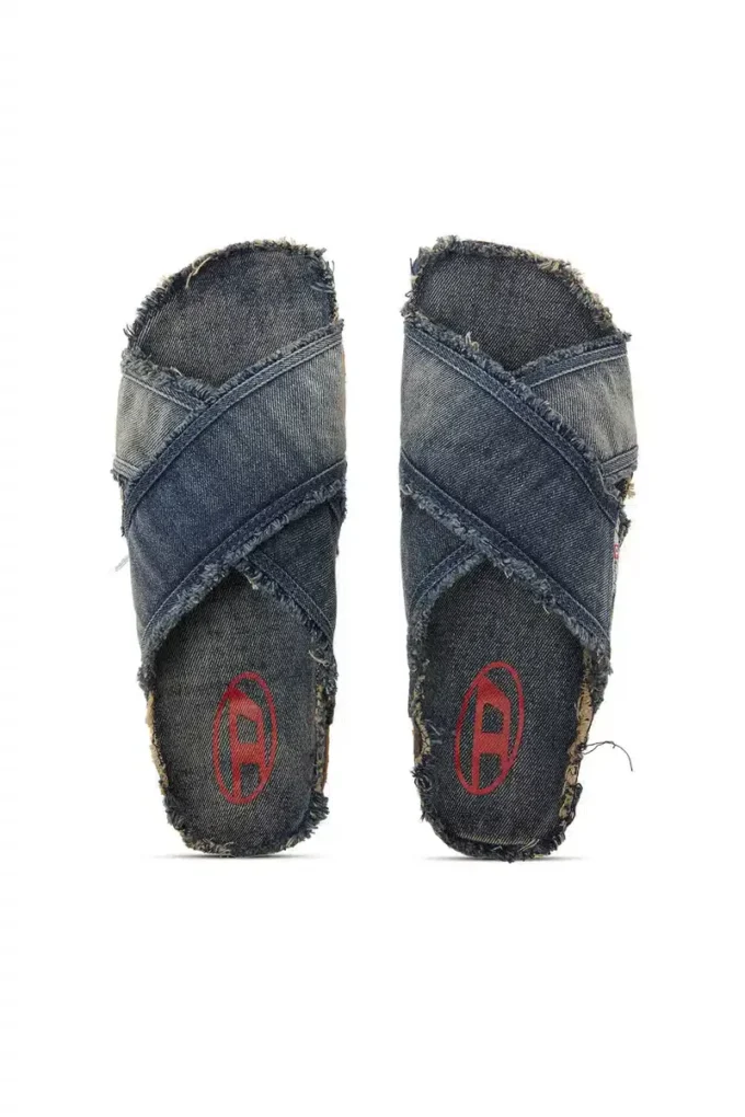 d-woodstock cross Papuci D-Woodstock-Crossover din denim franjurat d-woodstock cross Papuci D-Woodstock-Crossover din denim franjurat