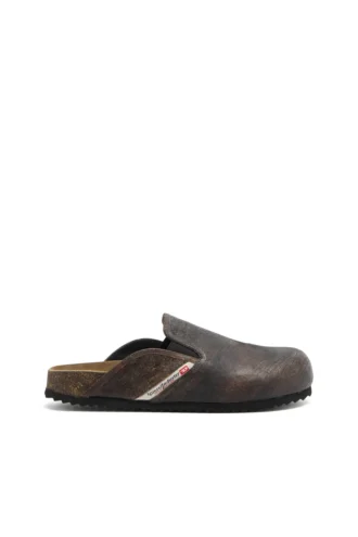 d-woodstock slip-on D-Woodstock-Clogs din piele de căprioară cu efect craquelé
