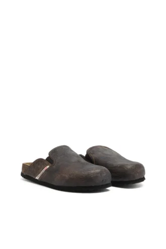 d-woodstock slip-on D-Woodstock-Clogs din piele de căprioară cu efect craquelé