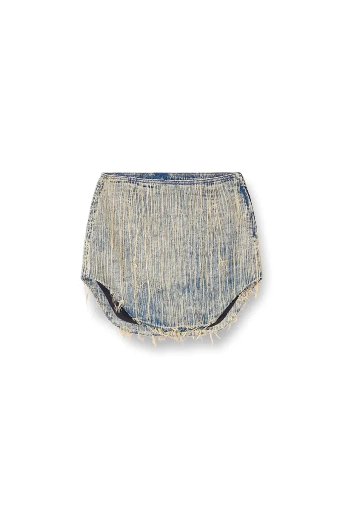 de-ada-s Fustă mini din denim cu detalii cu margini nefinisate de-ada-s Fustă mini din denim cu detalii cu margini nefinisate