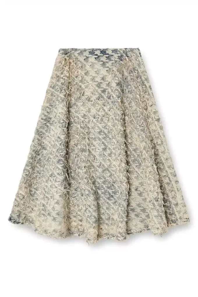de-annina-fsh Fustă lungă din denim cu model houndstooth dévoré de-annina-fsh Fustă lungă din denim cu model houndstooth dévoré
