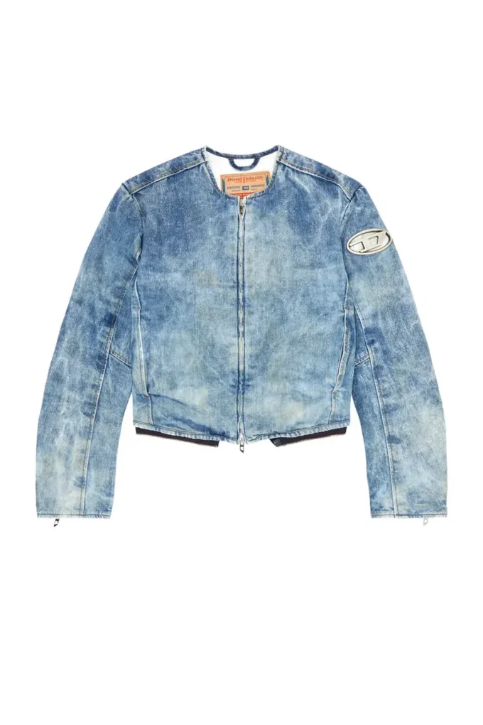de-calur-fse Jachetă din denim cu detalii zip în stil motociclist de-calur-fse Jachetă din denim cu detalii zip în stil motociclist