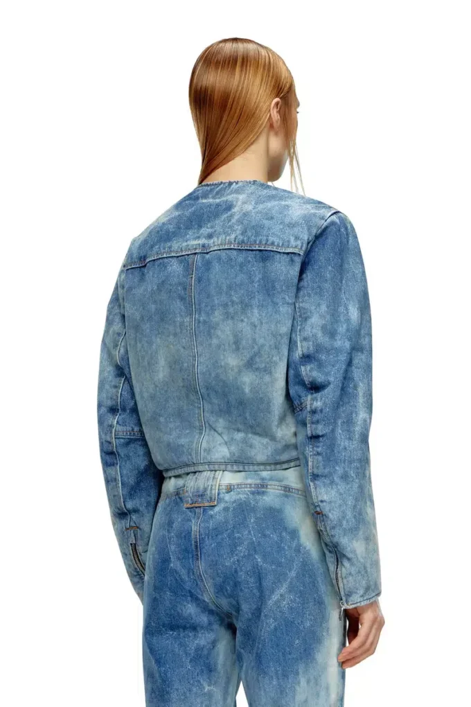 de-calur-fse Jachetă din denim cu detalii zip în stil motociclist de-calur-fse Jachetă din denim cu detalii zip în stil motociclist