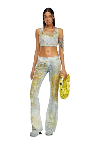 de-detop-fse Top scurt din denim devoré cu imprimeu floral
