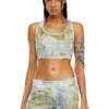 de-detop-fse Top scurt din denim devoré cu imprimeu floral