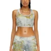 de-detop-fse Top scurt din denim devoré cu imprimeu floral