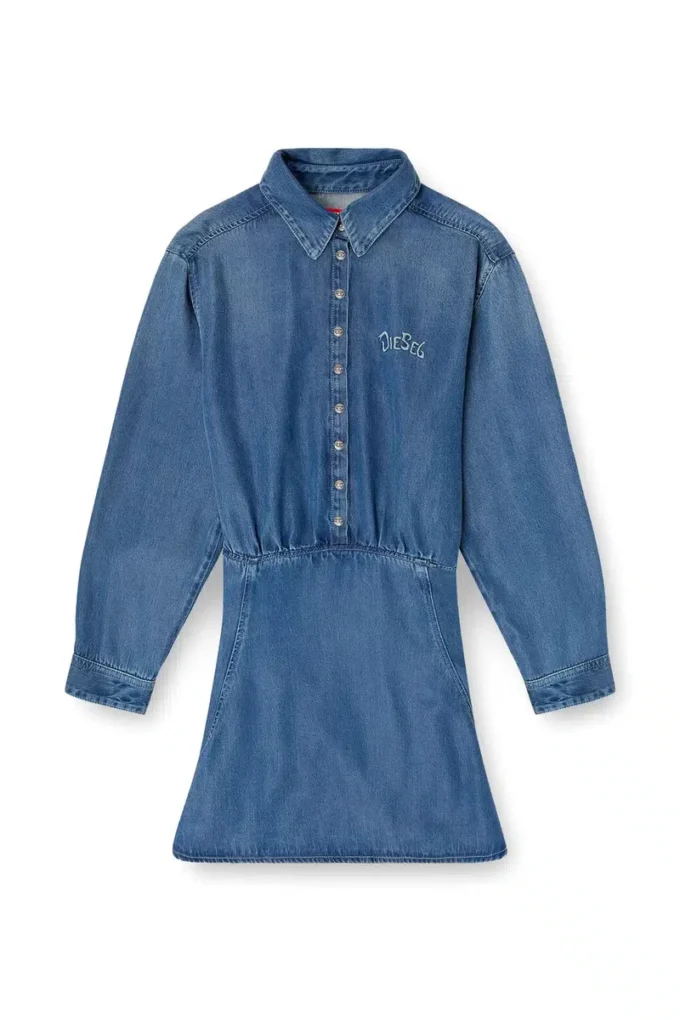 de-drevia-s Rochie din denim cu broderie pe spate de-drevia-s Rochie din denim cu broderie pe spate