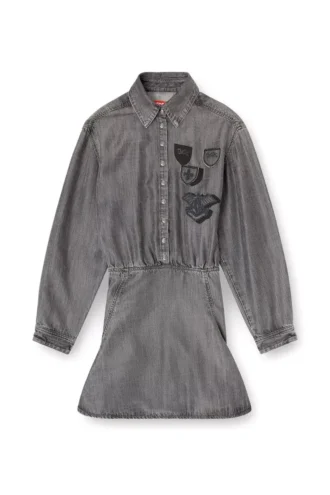 de-drevia-s Rochie din denim cu patch-uri brodate