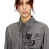 de-drevia-s Rochie din denim cu patch-uri brodate de-drevia-s Rochie din denim cu patch-uri brodate