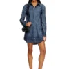 de-eazy dress-s Rochie cămașă din denim fluid Prince of Wales de-eazy dress-s Rochie cămașă din denim fluid Prince of Wales