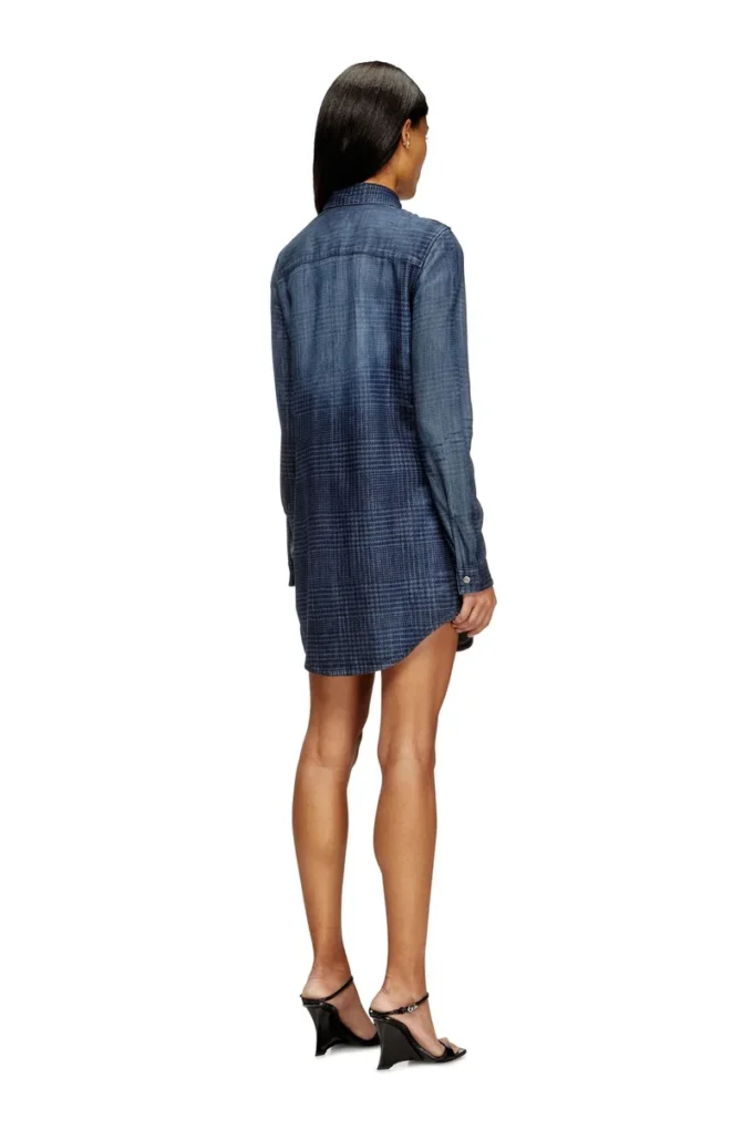 de-eazy dress-s Rochie cămașă din denim fluid Prince of Wales de-eazy dress-s Rochie cămașă din denim fluid Prince of Wales