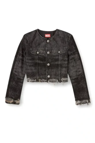 de-graffy-fsh Jachetă din denim de bumbac și cânepă tratat cu laser