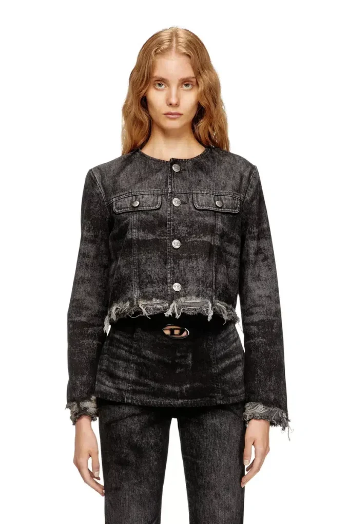 de-graffy-fsh Jachetă din denim de bumbac și cânepă tratat cu laser