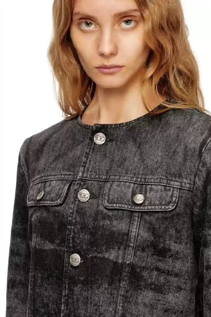 de-graffy-fsh Jachetă din denim de bumbac și cânepă tratat cu laser
