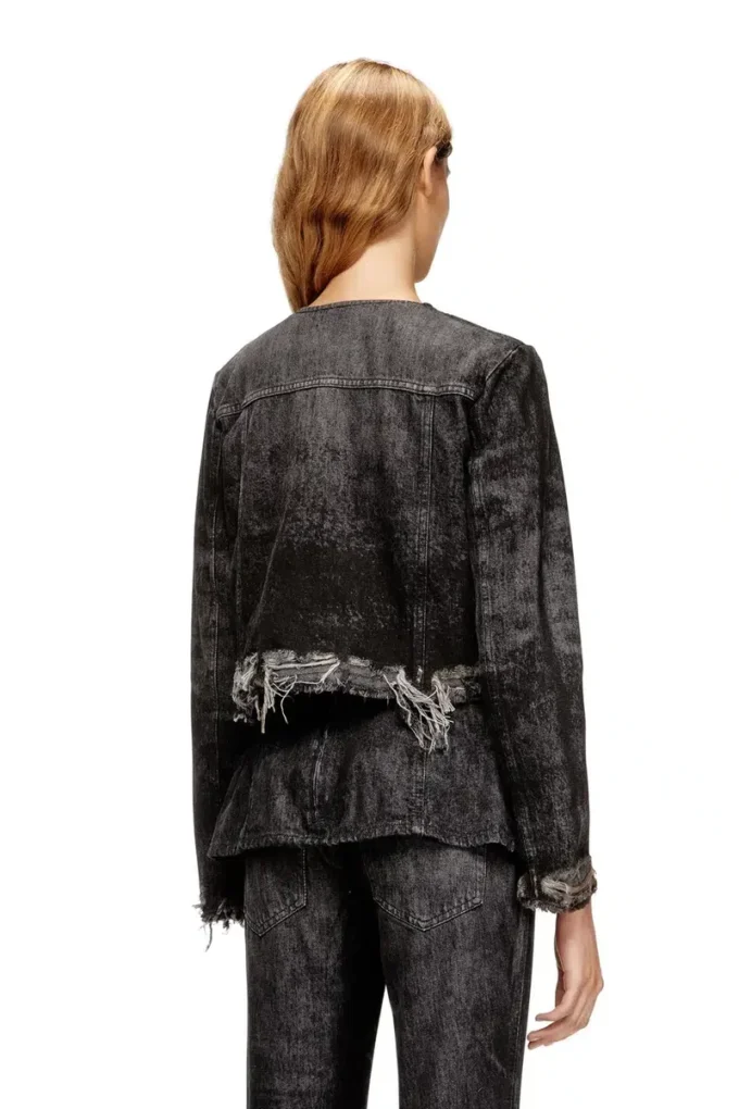 de-graffy-fsh Jachetă din denim de bumbac și cânepă tratat cu laser