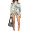 de-grafy-fsh Jachetă din denim cu țesătură în model houndstooth