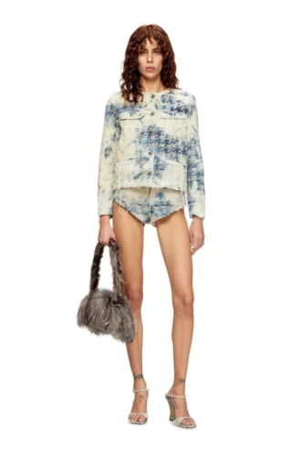 de-grafy-fsh Jachetă din denim cu țesătură în model houndstooth