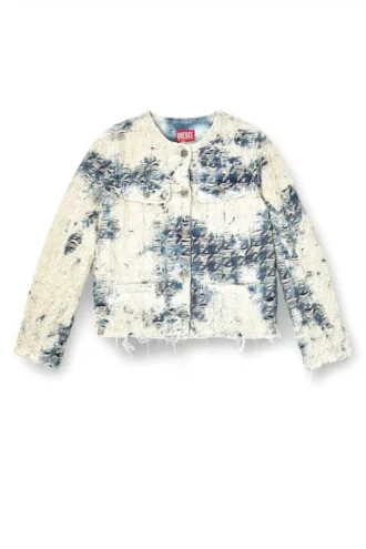 de-grafy-fsh Jachetă din denim cu țesătură în model houndstooth
