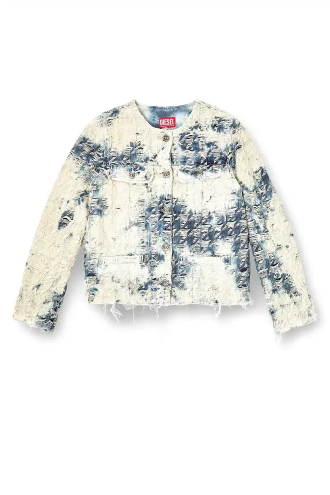 de-grafy-fsh Jachetă din denim cu țesătură în model houndstooth